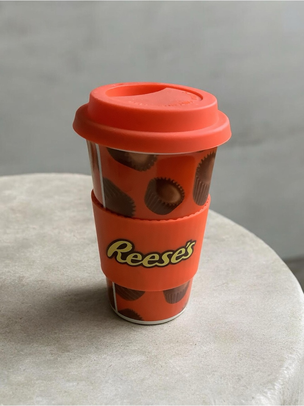 Reese's Insulated Orange Travel Mug with Sleeve
